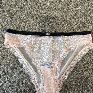 Adidas Women's Lace Trim Panties - Light Pink and Black